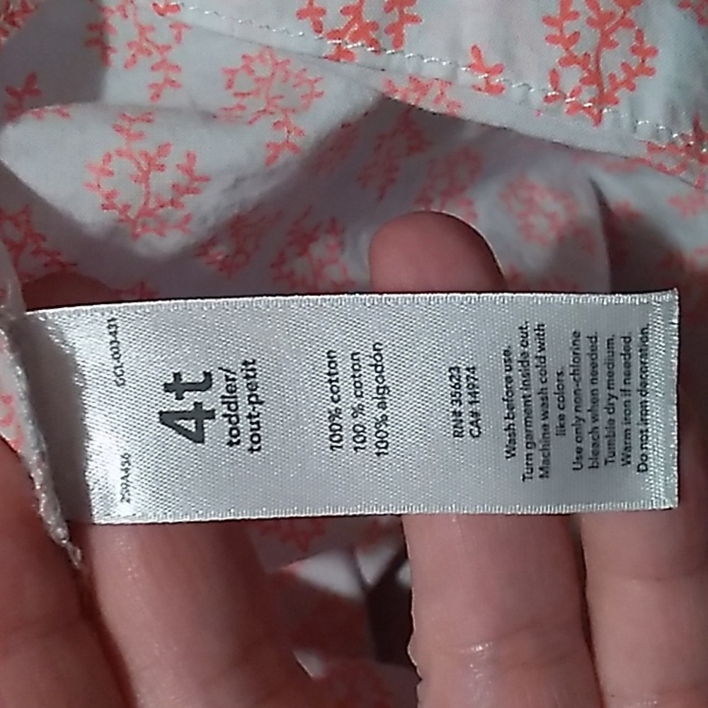 Carters Girls 4T top in orangie pink & off white - Picture 6 of 7